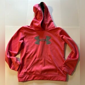 Under Armour Pink and Gray Hoodie with Logo Size Youth Extra Large
